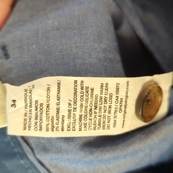 Blue Lightweight Micro-Twill Slim Fit Short, 10" inseam, Original Penguin 34 - Picture 4 of 4